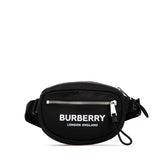 バーバリー ロゴプリント ボディバッグ ウエストバッグ ブラック ナイロン レディース BURBERRY 【中古】
